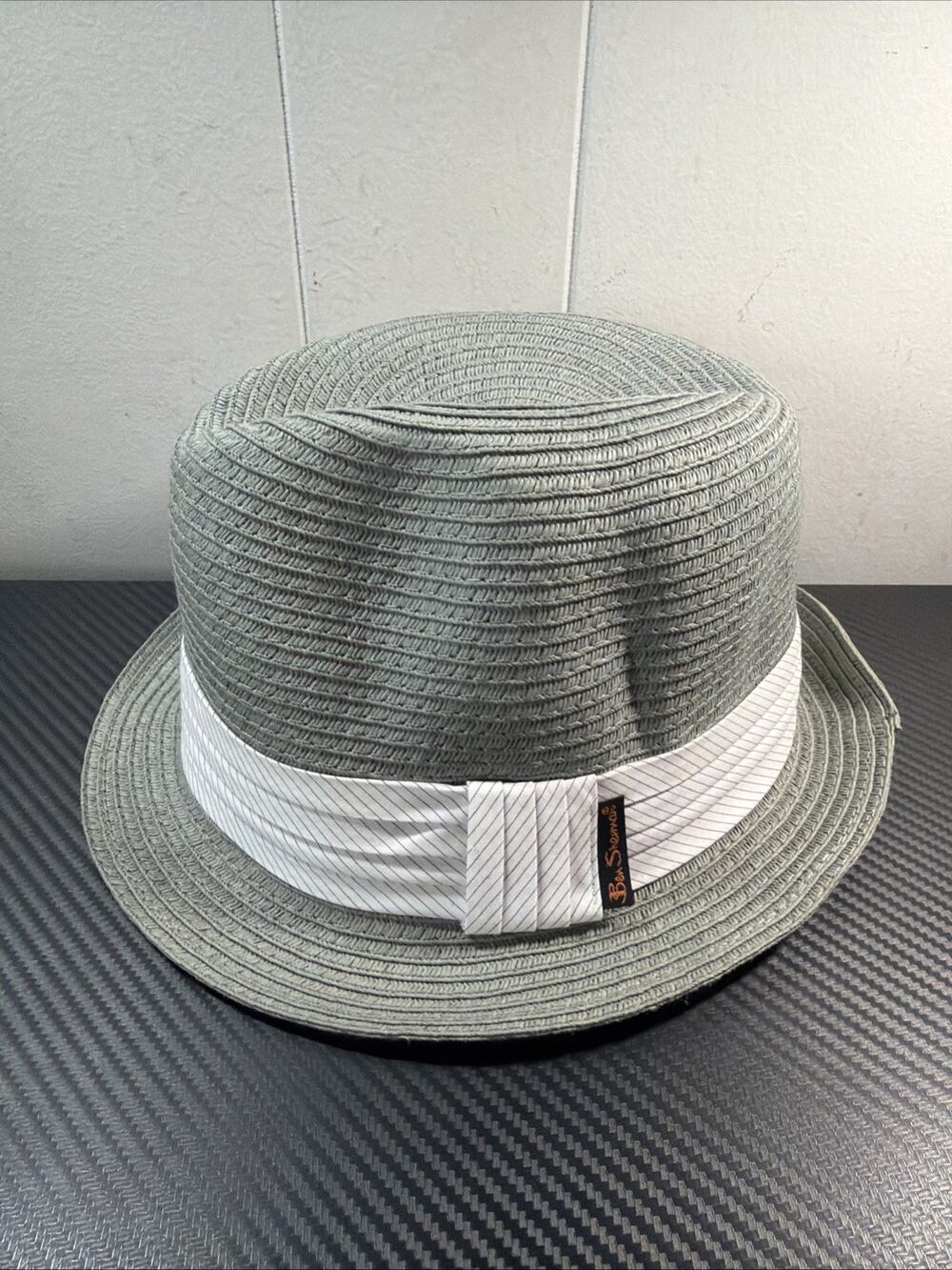 Ben Sherman Men's Gray Green Solid Fedora Hat, Brimmed Style, Size S/M P2